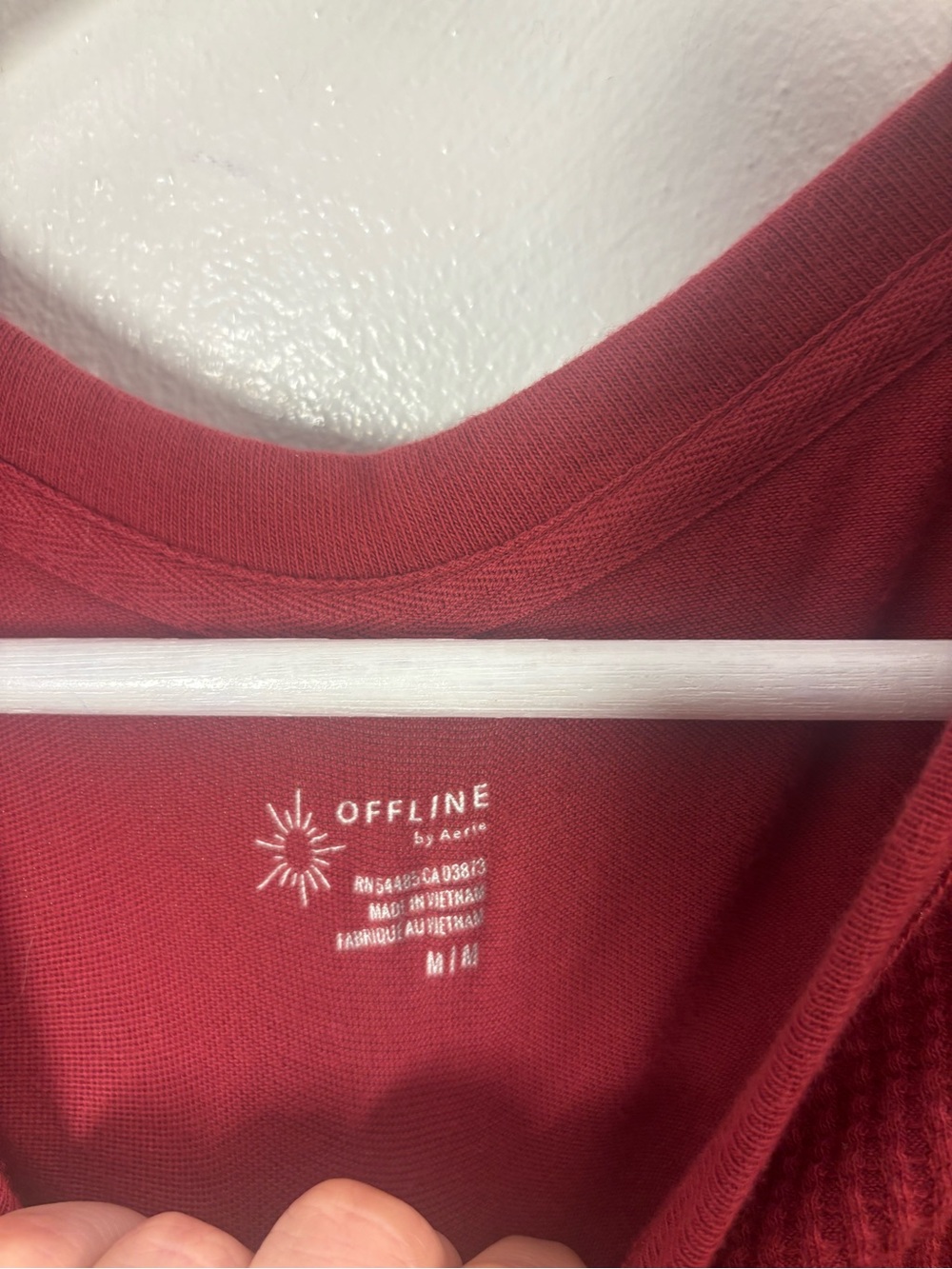 Aerie Offline Waffle Henley Long Sleeve Top Size Medium - Picture 3 of 8